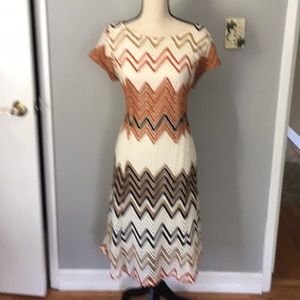 Knit dress with satin like underslip